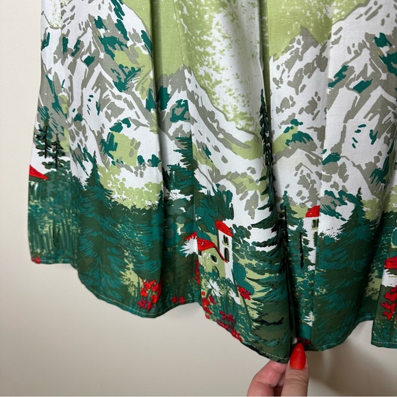 Retro Pinup Style Alpine Mountain Print Pleated Circle Skirt Modcloth? - Picture 6 of 6